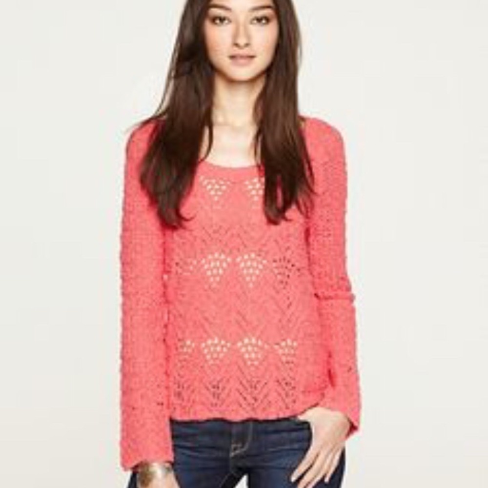 Lucky Brand M Eyelet Scoopneck Sweater